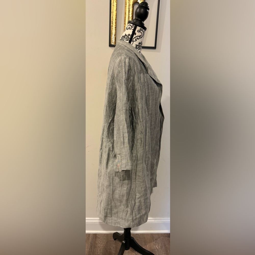 Eileen Fisher Silver Linen Crinkle Jacket - Picture 6 of 8